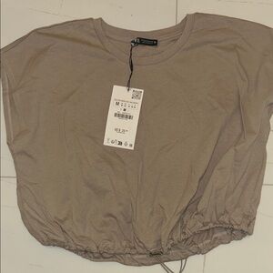 Zara Beige Short Sleeve Top